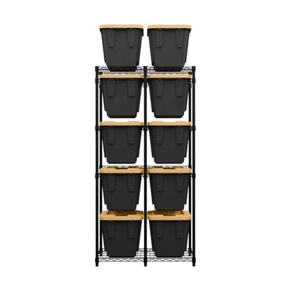 SafeRacks Bin Storage Rack with 10 Bins, 12-Gal Totes, Black - color: Black