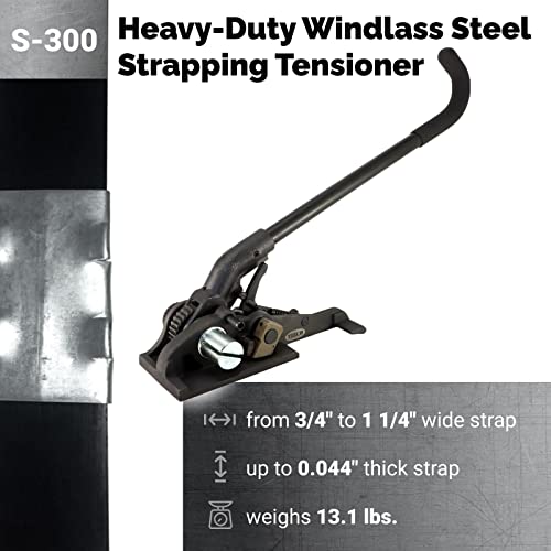 IDL Packaging S-300 Steel Strapping Tensioner for up to 1 1/4" Width Strapping - Heavy-Duty Windlass Tensioner Provide the High Tightening Force - Feedwheel Banding Tool with Long Service Life - size: 1 1/4"