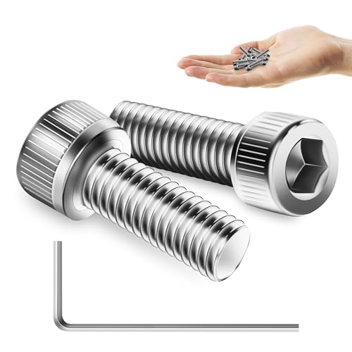Mywish (100Sets) M3 Bolts, M3 x 10mm Socket Head Cap Screws Bolts, 304 Stainless Steel Allen Socket Hex Drive Screws, Bright Finish Kit with Nuts and Washers & Hex Spanner - size: M3 x 10mm