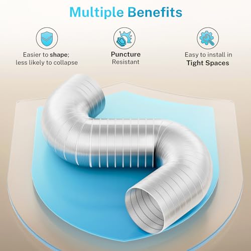 HOOMESUN 4 Inch 8FT Semi Rigid Dryer Duct, Vent Hose for Improved Airflow - size: 4in 8ft