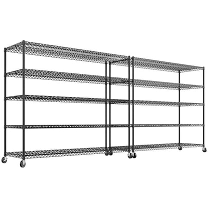 REIBII Storage Shelves 3200 LBS Capacity Wire Shelving with Wheels Heavy Duty Metal Shelf for Warehouses, Garage,Kitchens, School,Commercial Shelf, 73" H X 60" W X 18" D, 2 Pack - size: 2 Set-60''W X 18'' D X 73'' H