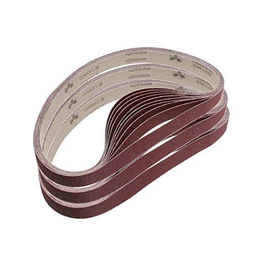 1 Inch x 30 Inch Sanding Belts, 3 Each of 320/400/600/800/1000 Fine Grits, BeltSander Tool for Woodworking, Metal Polishing, 15 Pack Aluminum Oxide Sanding Belt