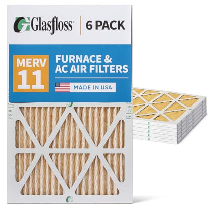 Glasfloss ZL 12x24x1 MERV 11 AC Furnace Pleated Air Filters. Box of 6 - size: 12x24x1 | 1" Filters | 6 Pack