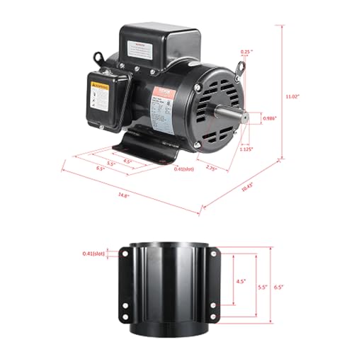VEVOR 7.5HP Air Compressor Electric Motor, 230V 31.6A 3450RPM 184T Frame - size: 7.5P-.2.75''Shaft Length