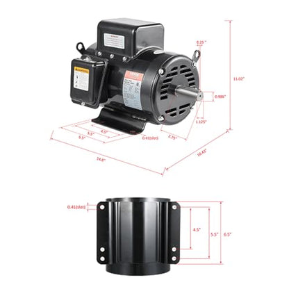 VEVOR 7.5HP Air Compressor Electric Motor, 230V 31.6A 3450RPM 184T Frame - size: 7.5P-.2.75''Shaft Length
