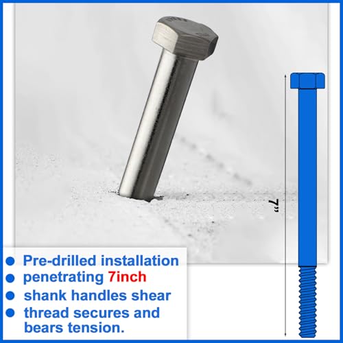 10 Pack 5/8-11 x 7'' Hex Head Cap Screw Bolt 304 Stainless Steel - size: 5/8-11 x 7''