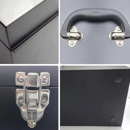 16" Portable Metal Toolbox Large Tool Box 18-Gauge Fishing Tackle Box Tool Box Drawer Organizer Steel Toolbox With Metal Latch and Handle Black - color: Black