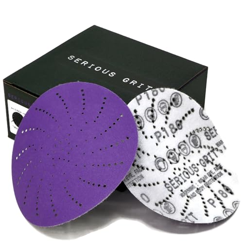Serious Grit - 5-Inch P180 Grit Ceramic Multi-Hole Sanding Discs - 50 Pack - size: 180 Grit
