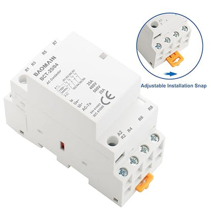 BAOMAIN 110V AC 4-Pole 25A Modular Contactor, 4NC, DIN Rail Mount