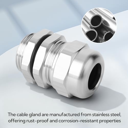 2pcs 1/2"NPT Stainless Steel Cable Gland, Metal Waterproof Cable Gland, Adjustable Cable Gland Protectors 8-12mm - color: With Nuts, size: 1/2"NPT