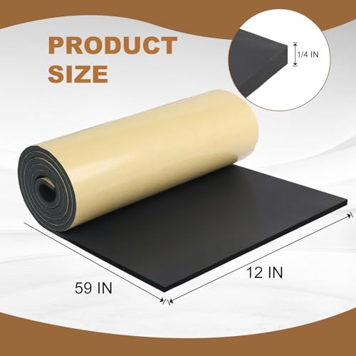 Eunice Sponge Neoprene Foam Sheet with Adhesive, 12 in x 59 in x 1/4 in - size: 12 in x 59 in x 1/4 in