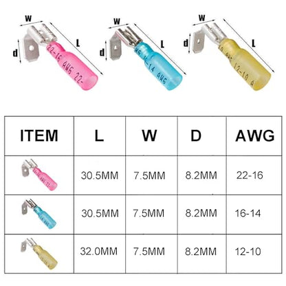 50 PCS Heat Shrink Piggyback Spade Connectors, Insulated Quick Disconnect Crimp Terminal, Electrical Butt Terminals for Marine, Electronics, Automotive AWG 12-10-Yellow - style: AWG 12-10/Yellow