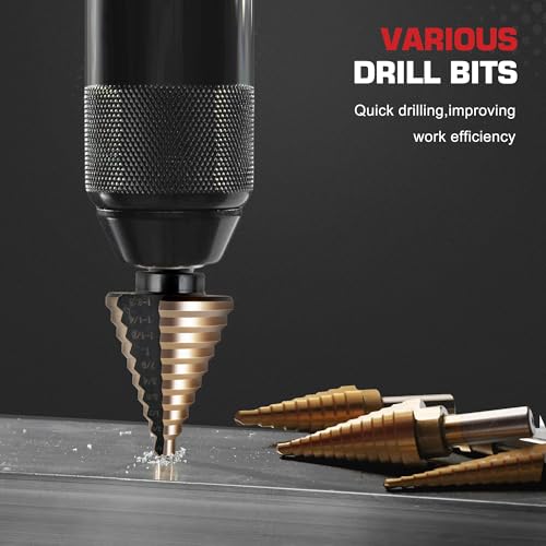 5Pcs Step Drill Bit & 5Pcs Countersink Drill Bit Set - size: 11pcs