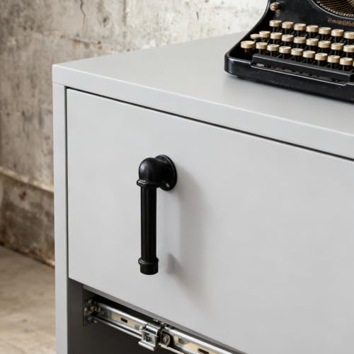 Industrial Water Pipe Cabinet Knobs Pulls, Retro Industrial Style for Wardrobe Dresser Cupboard Drawer Furniture Door Pulls Handle Home Kitchen Hardware 4 Pieces (A Style) (E)