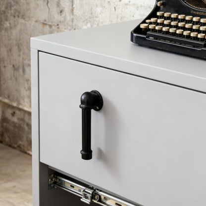 Industrial Water Pipe Cabinet Knobs Pulls, Retro Industrial Style for Wardrobe Dresser Cupboard Drawer Furniture Door Pulls Handle Home Kitchen Hardware 4 Pieces (A Style) (E)