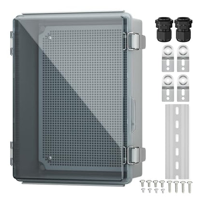 Joinfworld Lockable Outdoor Weatherproof Electrical Box for Electronics Outside 11.4x7.5x5.5 Weather Proof Electrical Box Plastic Nema 4 Enclosure Clear - size: 11.4"x7.5"x5.5" Clear