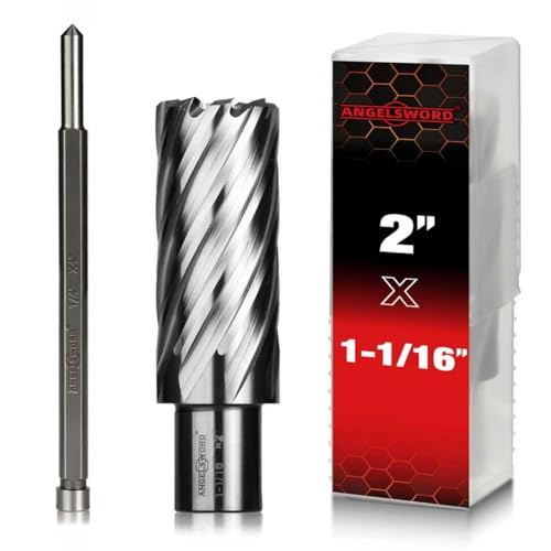 ANGELSWORD M2 HSS Annular Cutter,Diameter 1-1/16" x Depth 2",Mag Drill Bit - size: K. 1-1/16" Diameter, style: HSS 2" Cut Depth