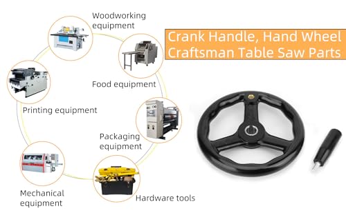 Crank Handle, Hand Wheel, Table Saw Parts, 3 Spoked Durable Lathe Handwheel with Handle for Woodworking, Metalworking, DIY Projects and Machine Tool Accessories