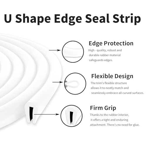 20ft(6000mm) 1/16"(1.5mm) U-05 White Rubber Edge Trim,U Channel - size: 1/16in 20ft white U-05