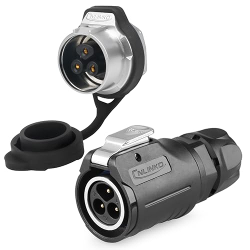 CNLINKO LP-16 3 Pin Circular Aviation Connector Kit Male Plug and Female Socket M16 IP68 Waterproof, PBT Plastic Shell Quick Plug (3 Pin Single Set) - size: 3-Pin, style: Single-Hole Socket Set