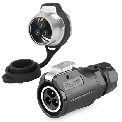 CNLINKO LP-16 3 Pin Circular Aviation Connector Kit Male Plug and Female Socket M16 IP68 Waterproof, PBT Plastic Shell Quick Plug (3 Pin Single Set) - size: 3-Pin, style: Single-Hole Socket Set
