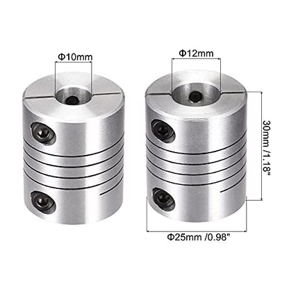 uxcell 2PCS Motor Shaft 10mm to 12mm Helical Beam Coupler Coupling 25mm Dia 30mm Length - size: 10mm to 12mm