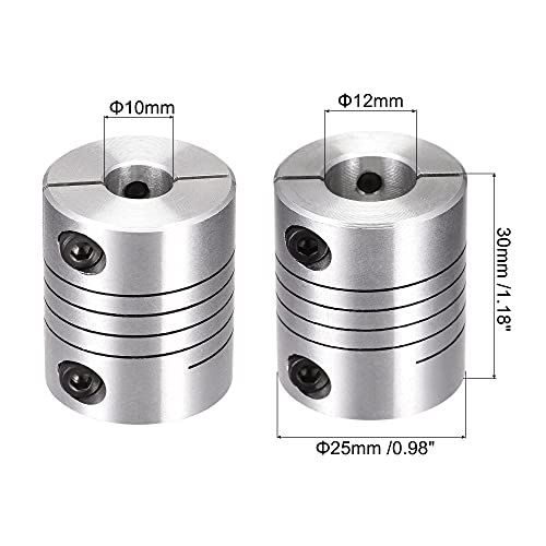 uxcell 2PCS Motor Shaft 10mm to 12mm Helical Beam Coupler Coupling 25mm Dia 30mm Length - size: 10mm to 12mm