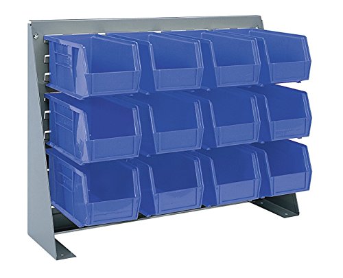 Akro-Mils 98600 Heavy Duty Steel Louvered Panel Standing Work Bench Storage Rack Garage Organizer for Mounting AkroBin Storage Bins, 28-Inch W x 8-Inch D x 20-Inch H, Gray - size: 28-Inch W x 8-Inch D x 20-Inch H
