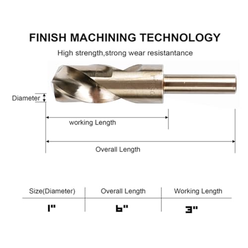 Narwhal 1 Inch Cobalt Drill Bits - 1 Pack - 6 Inch Length - M35 Cobalt Drill Bits with Storage Case - Perfect for Metal, Stainless Steel, Cast Iron, and More! - size: 1 Inch