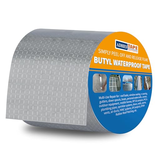 ADHES Butyl Tape Waterproof Tape, 4in x 16ft, Aluminum Foil Tape - color: Silver, size: 4 inches x 16 feet
