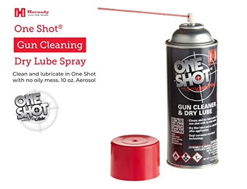 Hornady One Shot Gun Cleaner and Case Lube, 10 oz – Aerosol Dry Lube, With DynaGlide Plus – Clean, Non-Sticky and Easy to Use – Contains No Petroleum, Won't Contaminate Powder or Primers