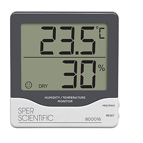 Sper Scientific Digital Humidity Temperature Monitor 800016 - Indoor Outdoor Hygrometer Thermometer with Large Dual Display & Min/Max Tracking for Labs, Greenhouses, Warehouses & More - size: 1 Pack