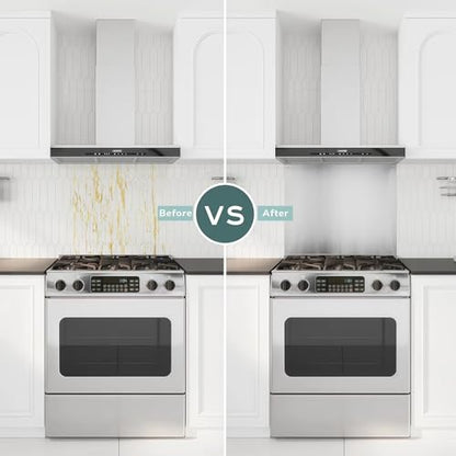 24 x 30-inch Reversible Stainless Steel Backsplash for Kitchen wall，Splatter Guard and Cooking Shield， Range Hood Accessories to Keep Kitchen Clean， Four Pre Drilled Holes for Easy Installation - size: 30"×24"(2-pc)