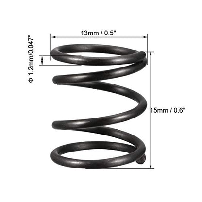 uxcell Compression Spring - 1.2mm Wire Dia, 13mm OD, 15mm Free Length Spring Steel Extension Spring,Black,10Pcs