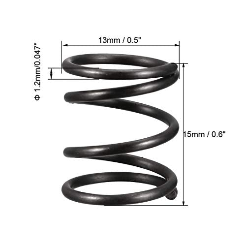 uxcell Compression Spring - 1.2mm Wire Dia, 13mm OD, 15mm Free Length Spring Steel Extension Spring,Black,10Pcs