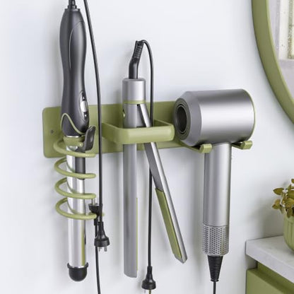 Tindbea Hair Dryer Holder Wall Mount Aluminum Alloy Hot Tools Organizer - color: Green
