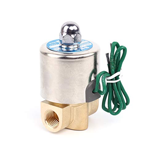 SNS DC12V 1/4" NPT High Temperature Resistance(23-356℉) Brass Electric Solenoid Valve Normally Closed Water,Air,Diesel 2WG025-N08 - style: DC12V