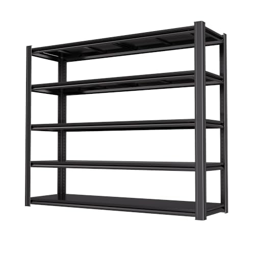 5-Tier Heavy Duty Garage Shelving, 5,000 lbs Capacity Adjustable Metal Storage Shelving Unit for Garage, Basement, Warehouse & Workshop, 62" W x 24" D x 84" H - size: 5T 62 "W x 24 "D x 84 "H