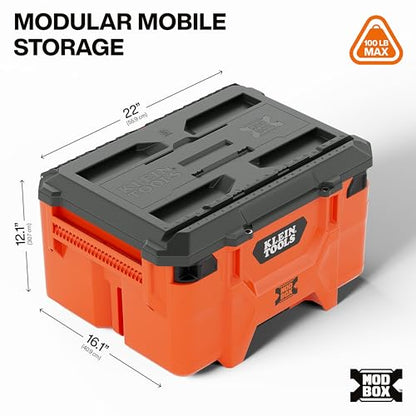Klein Tools 54200MBX MODbox Medium Deep Tool Box, Heavy Duty Organizer with Removable Tray, Water and Debris Resistant, Stackable Module - size: Medium