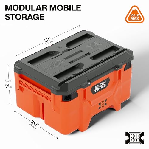 Klein Tools 54200MBX MODbox Medium Deep Tool Box, Heavy Duty Organizer with Removable Tray, Water and Debris Resistant, Stackable Module - size: Medium
