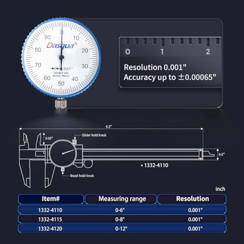 Dasqua 1332-4110 0-6" Machinist Grade Dial Caliper - size: 0-6"