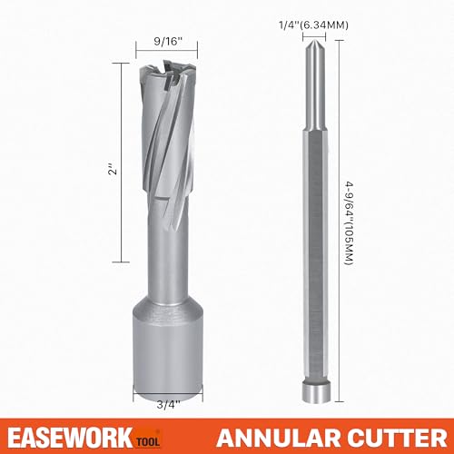 EASEWORK TOOL Carbide-Tipped Annular Cutter, 9/16" Diameter x 2" Depth - size: 9/16"x2"