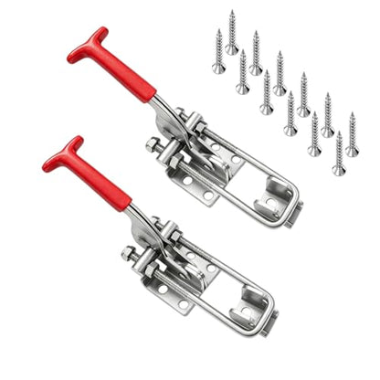 2Pcs 304 Stainless Steel Toggle Clamp Latch 40431, 2000 lbs Holding Capacity, Heavy Duty Toggle Latch w/Antislip Hand Grip for Crate Lid, Tool Fixtures, Tool Box, Trailer & Door Hardware - style: 40431-without padlock