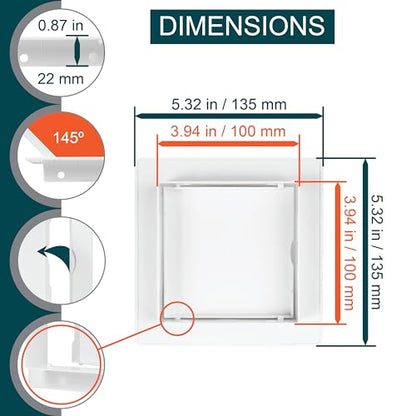 4" x 4" White Plastic Access Panel. Service Shaft Door Panel. Plumbing, Electricity, Heating, Alarm Wall Access Panel for Drywall. Bathroom Services Access Hole Cover.
