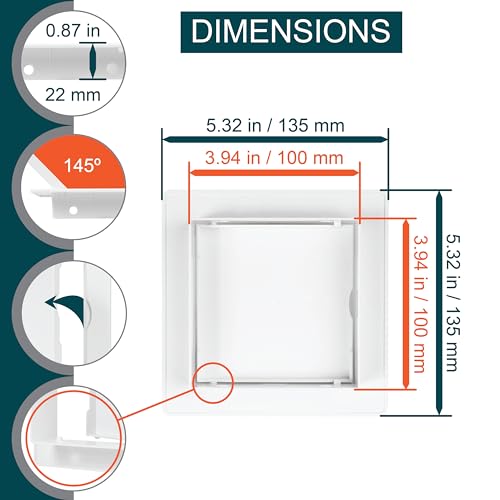4" x 4" White Plastic Access Panel. Service Shaft Door Panel. Plumbing, Electricity, Heating, Alarm Wall Access Panel for Drywall. Bathroom Services Access Hole Cover.
