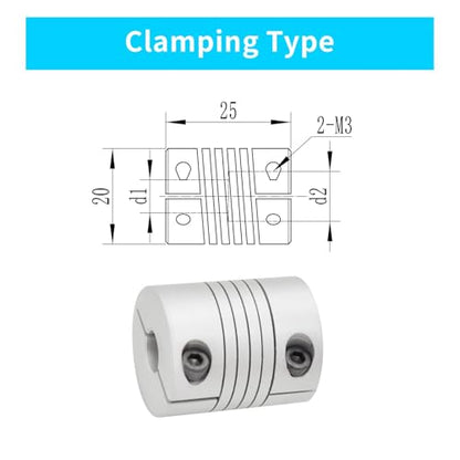Flexible Beam Coupling 6mm to 6.35mm, Aluminum Alloy Shaft Coupling 25mm Length 20mm Diameter, Stepper Servo Motor Flexible Coupler Joint Connector for 3D Printer CNC Machine DIY Encoder - size: 6mm to 6.35mm