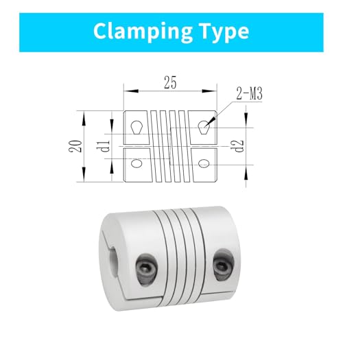 5mm to 8mm Shaft Coupler 25mm Length 20mm Diameter Flexible Beam Coupler Aluminum Alloy Joint Connector for Stepper Motor 3D Printer CNC Machine DIY Encoder - size: 5mm to 8mm