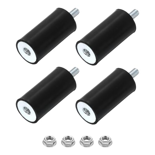 uxcell M4 Rubber Mounts, 4Pcs 15x30mm(DxH) Rubber Cylindrical Anti Vibration Isolator Shock Absorber with Lock Nut for Car Bobbin Generator Air Compressors - size: M4x10mm, 15x30mm Rubber