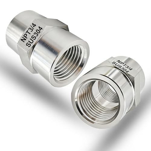 3/4 Inch NPT Female x 3/4 Inch NPT Female Pipe Fitting Coupler Connector, 304 Stainless Steel Hex Head Coupling Adapter for Air Water Gas Oil (3/4" female x 3/4" female) - size: 3/4" female x 3/4" female
