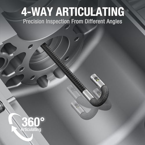 Teslong TF600 4-Way Articulating Borescope with 6.5mm Dual Lens Endoscope